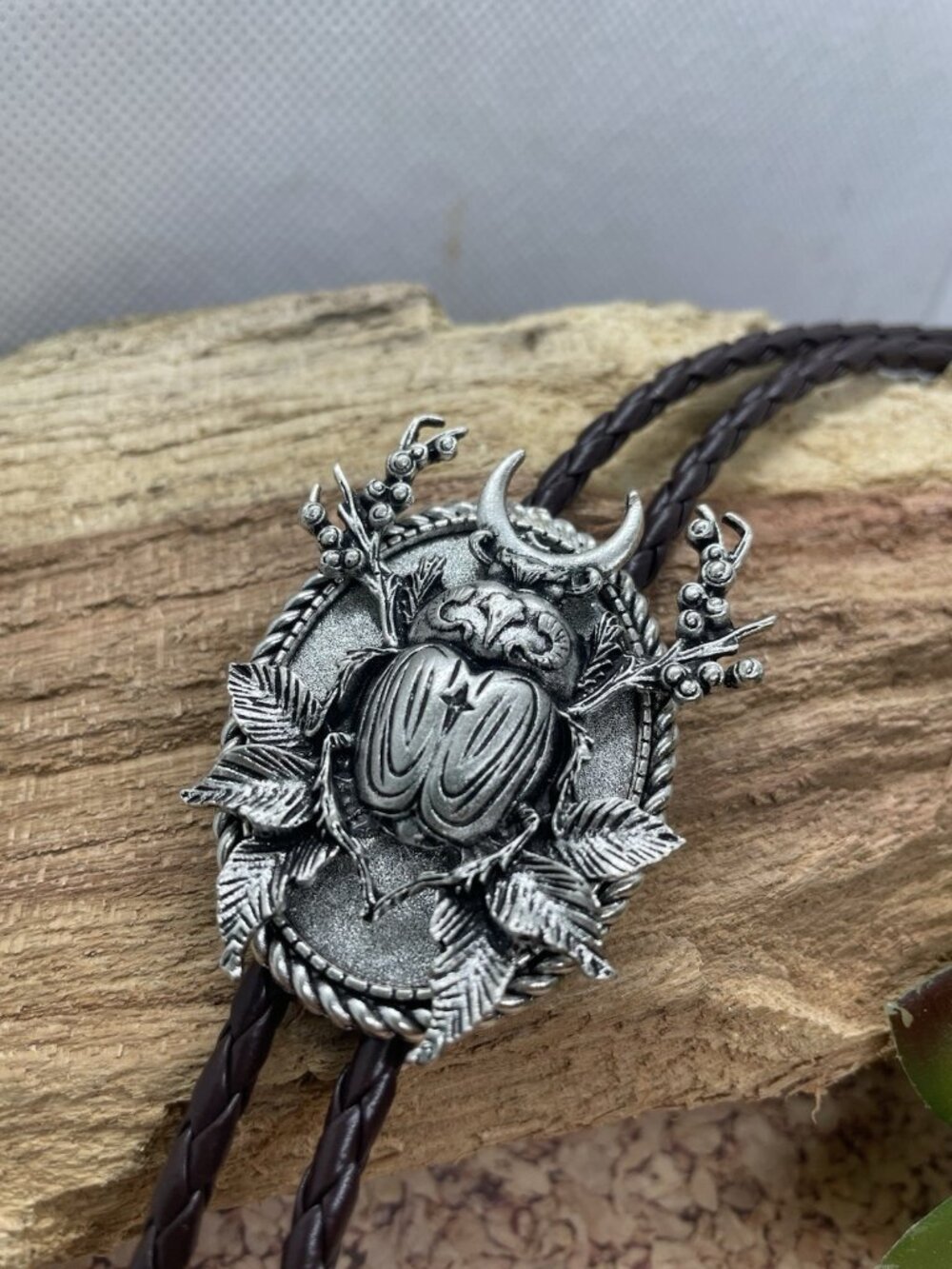 Coleoptera Beetle Bolo Tie Gift Dad Son Wedding Silver Western Mens womens gift